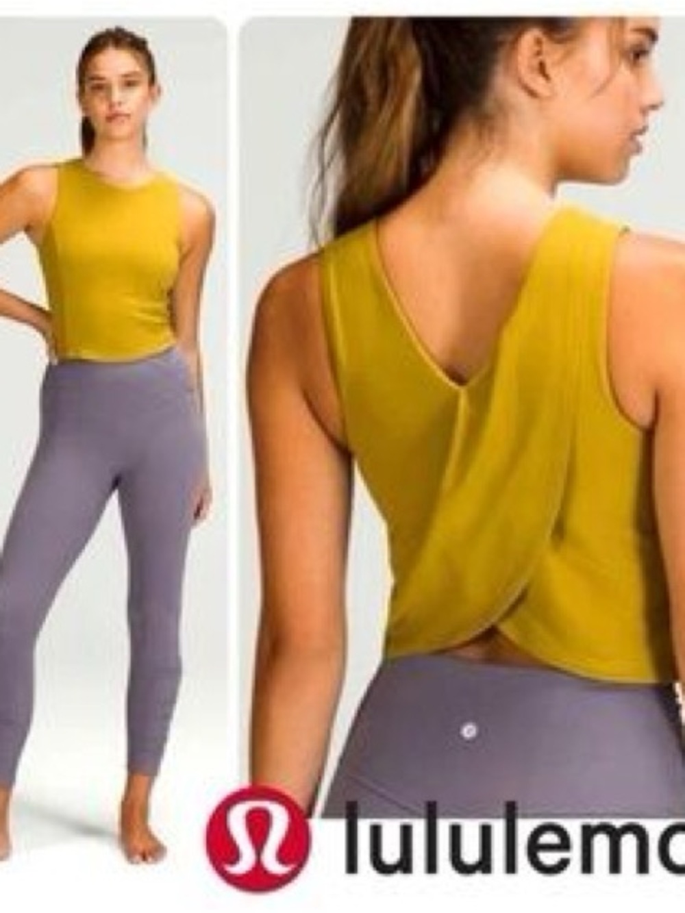 lululemon chartreuse tank with twist-back detail strength